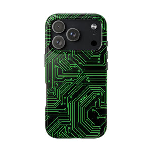 Circuit Board Tough Phone Case - Green Tech Design - Dipaliz - Iphone 17 Pro