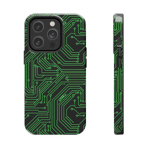 Circuit Board Tough Phone Case - Green Tech Design - Dipaliz - Iphone 14 Pro