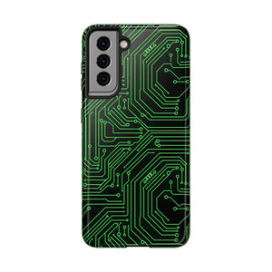 Circuit Board Tough Phone Case - Green Tech Design - Dipaliz - Samsung Galaxy S21