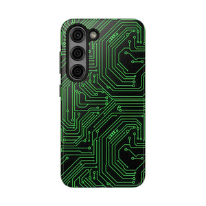 Circuit Board Tough Phone Case - Green Tech Design - Dipaliz - Samsung Galaxy S23