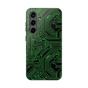 Circuit Board Tough Phone Case - Green Tech Design - Dipaliz - Samsung Galaxy S24