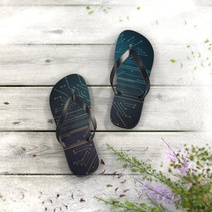 Vibrant Circuit Pattern Flip Flops - Summer Style - Dipaliz - Slippers