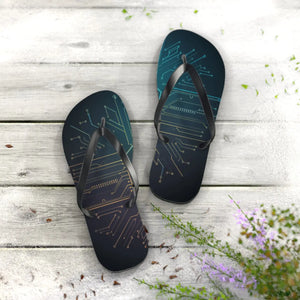 Vibrant Circuit Pattern Flip Flops - Summer Style - Dipaliz - Slippers