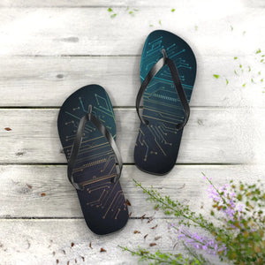 Vibrant Circuit Pattern Flip Flops - Summer Style - Dipaliz - Slippers