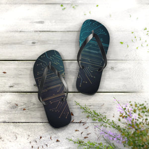 Vibrant Circuit Pattern Flip Flops - Summer Style - Dipaliz - Slippers