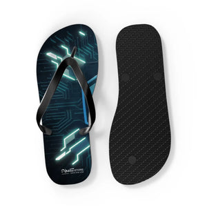 Vibrant Circuit Pattern Flip Flops Cushioned - Dipaliz - Slippers