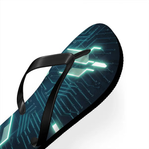 Vibrant Circuit Pattern Flip Flops Cushioned - Dipaliz - Slippers