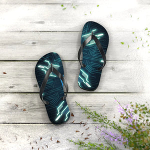 Vibrant Circuit Pattern Flip Flops Cushioned - Dipaliz - Slippers