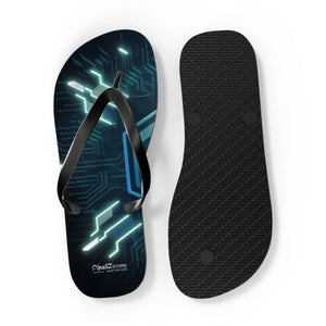 Vibrant Circuit Pattern Flip Flops Cushioned - Dipaliz - Slippers