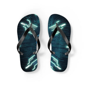 Vibrant Circuit Pattern Flip Flops Cushioned - Dipaliz - Slippers