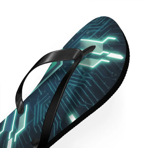 Vibrant Circuit Pattern Flip Flops Cushioned - Dipaliz - Slippers
