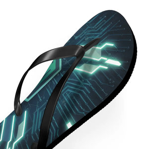 Vibrant Circuit Pattern Flip Flops Cushioned - Dipaliz - Slippers