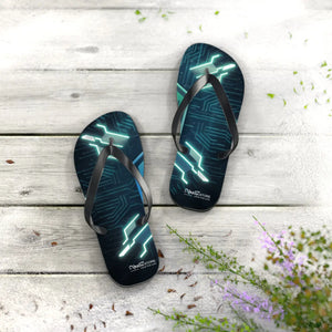 Vibrant Circuit Pattern Flip Flops Cushioned - Dipaliz - Slippers