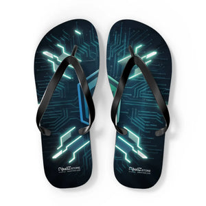 Vibrant Circuit Pattern Flip Flops Cushioned - Dipaliz - Slippers