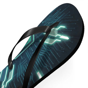 Vibrant Circuit Pattern Flip Flops Cushioned - Dipaliz - Slippers