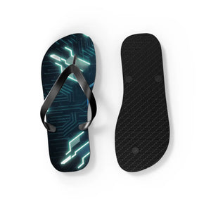 Vibrant Circuit Pattern Flip Flops Cushioned - Dipaliz - Slippers