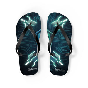 Vibrant Circuit Pattern Flip Flops Cushioned - Dipaliz - Slippers