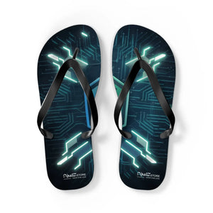 Vibrant Circuit Pattern Flip Flops Cushioned - Dipaliz - Slippers