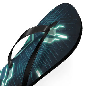 Circuit Pattern Flip Flops - Cushioned Easy Slip-on - Dipaliz - Slippers