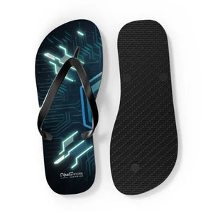 Circuit Pattern Flip Flops - Cushioned Easy Slip-on - Dipaliz - Slippers