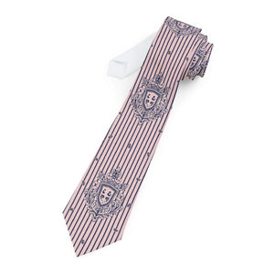 Vintage Crest Stripe Necktie - Navy School Emblem - Dipaliz - Neckties