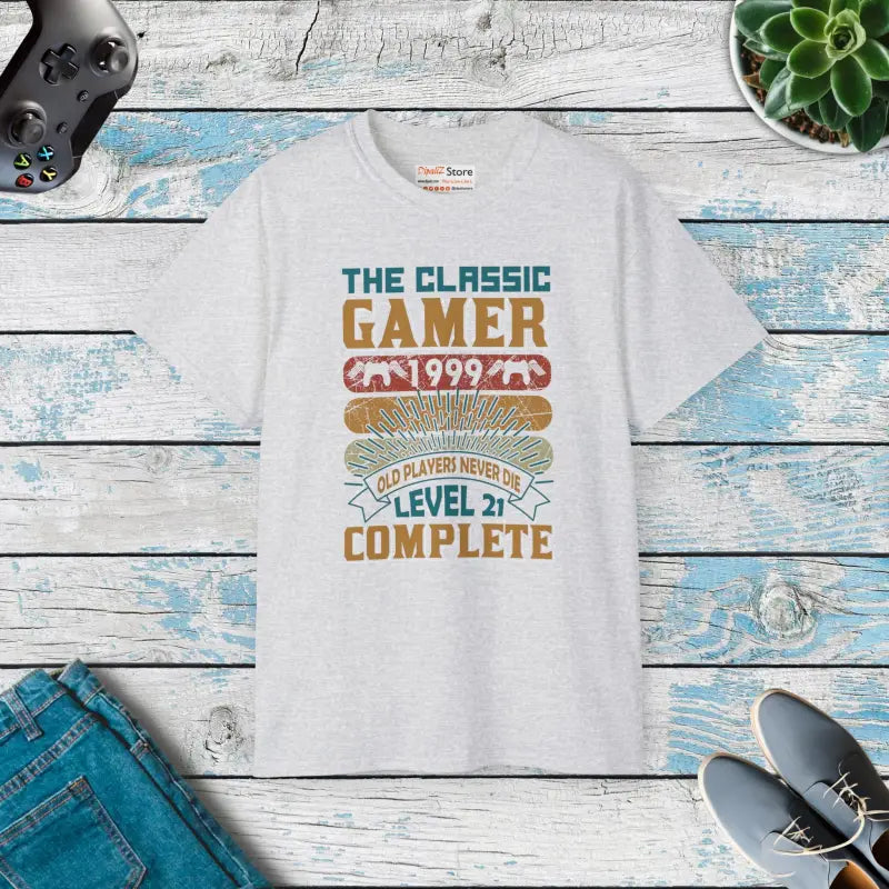 Level Up your Style with the Classic Gamer Tee - Ash / s T-shirt