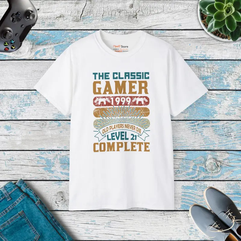 Level Up your Style with the Classic Gamer Tee - White / s T-shirt