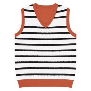 Classic Stripes Knit V-neck Vest - Retro Women’s Fashion - Dipaliz - 2xl - Vests