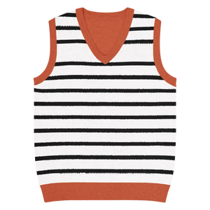 Classic Stripes Knit V-neck Vest - Retro Women’s Fashion - Dipaliz - l - Vests