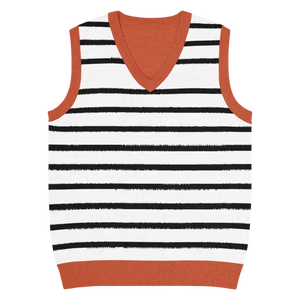 Classic Stripes Knit V-neck Vest - Retro Women’s Fashion - Dipaliz - m - Vests