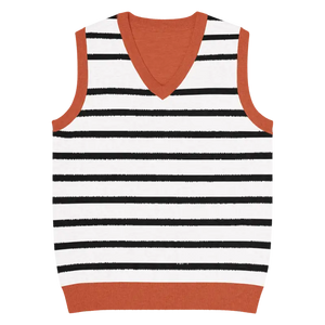 Classic Stripes Knit V-neck Vest - Retro Women’s Fashion - Dipaliz - Xs - Vests