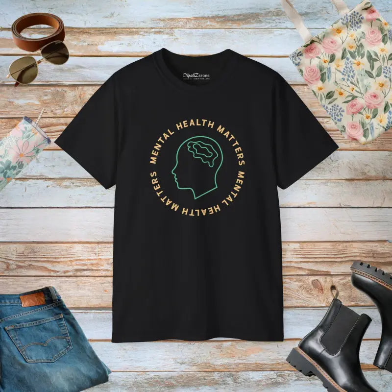 Unisex Ultra Cotton Tee - Style with Mental Health Matters Vibes - Black / s T-shirt