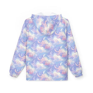Outerwear - Cloud Dream Windbreaker Pastel Purple Print Hooded Shell - Dipaliz
