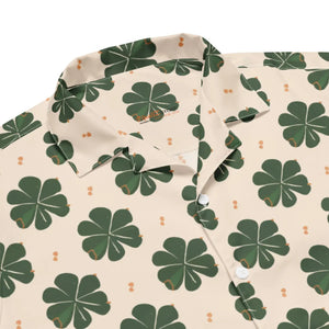 Eco Friendly Unisex Button Shirt - Clover Leaf St Patricks Day - Dipaliz - Shirts