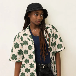 Eco Friendly Unisex Button Shirt - Clover Leaf St Patricks Day - Dipaliz - Shirts