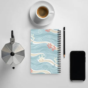 Coastal Ocean Waves Spiral Notebook Dreamy Design Dipaliz - Journals