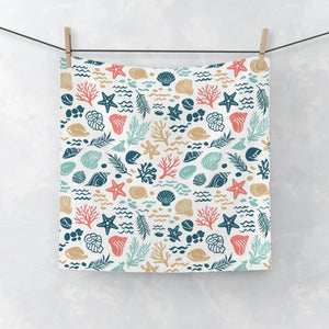 Seashell Face Towel – Absorbent Cotton Back - Dipaliz - Washcloths