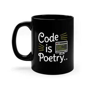 Mug - Sleek Black Coffee Mugs - Sip Poetic Bliss Daily - Dipaliz 11oz