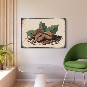 Chic Coffee Beans Metal Art Sign White Aluminum Dipaliz - Prints