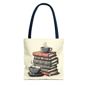 Vibrant Books Tote Bag - Coffee and Stories Canvas - Dipaliz - Shopping Totes