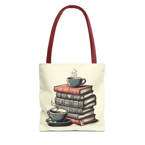 Vibrant Books Tote Bag - Coffee and Stories Canvas - Dipaliz - Shopping Totes