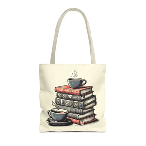 Vibrant Books Tote Bag - Coffee and Stories Canvas - Dipaliz - Shopping Totes