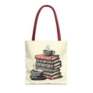 Vibrant Books Tote Bag - Coffee and Stories Canvas - Dipaliz - Shopping Totes