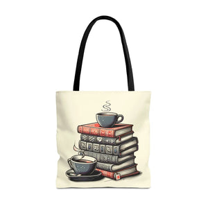 Vibrant Books Tote Bag - Coffee and Stories Canvas - Dipaliz - Shopping Totes