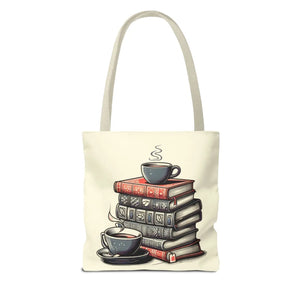 Vibrant Books Tote Bag - Coffee and Stories Canvas - Dipaliz - Shopping Totes