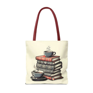 Vibrant Books Tote Bag - Coffee and Stories Canvas - Dipaliz - Shopping Totes
