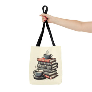 Vibrant Books Tote Bag - Coffee and Stories Canvas - Dipaliz - Shopping Totes