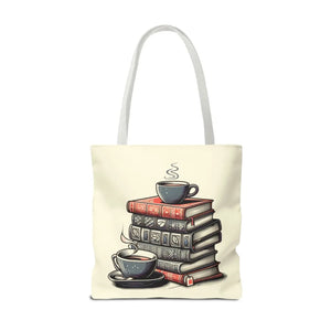 Vibrant Books Tote Bag - Coffee and Stories Canvas - Dipaliz - Shopping Totes
