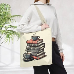 Vibrant Books Tote Bag - Coffee and Stories Canvas - Dipaliz - Shopping Totes