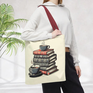 Vibrant Books Tote Bag - Coffee and Stories Canvas - Dipaliz - Shopping Totes